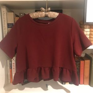 Ruffled Maroon Top